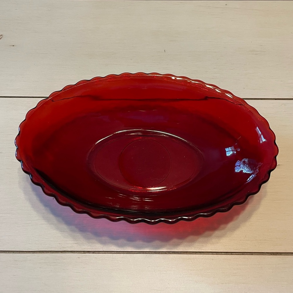 Vintage Anchor Hocking Royal Ruby Oval Vegetable Bowl  Excellent Condition!